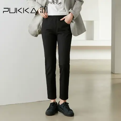 蒲PUKKA 女装纯棉休闲裤春秋季设计感时尚小脚裤商场同款商品大图