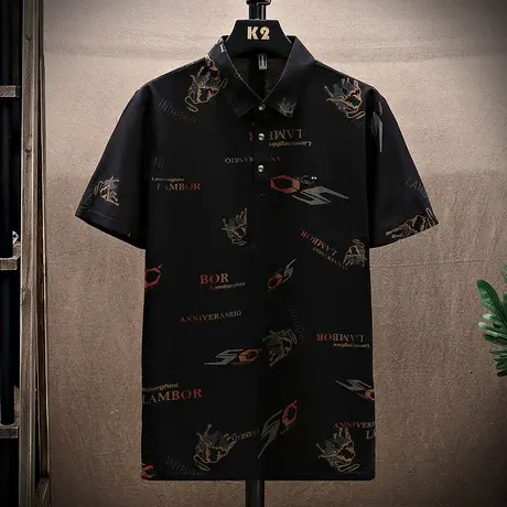 2023夏季纯棉Polo衫男士短袖T恤翻领商务休闲宽松体恤个性上衣ins商品大图