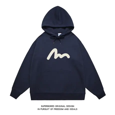 日系复古简约几何印花卫衣男秋冬潮牌连帽宽松休闲上衣帽衫外套商品大图