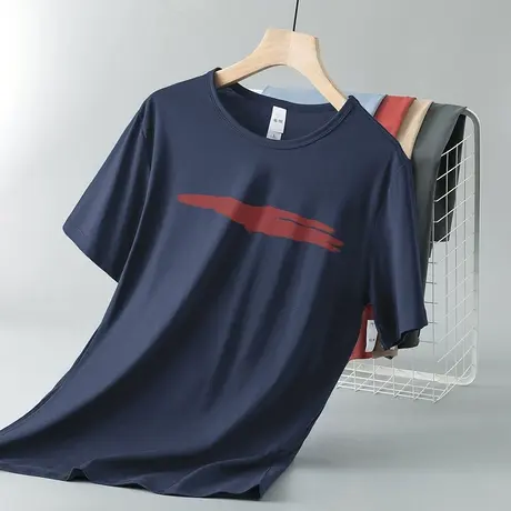 莫代尔短袖t恤男装夏季薄款冰丝凉感圆领体恤上衣服透气速干半袖商品大图