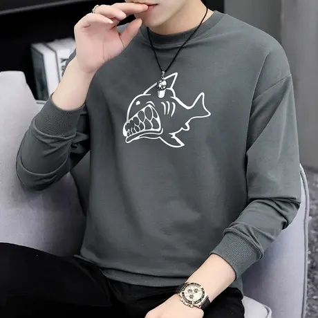 卫衣男秋季长袖t恤宽松无帽衫男士秋装上衣韩版潮流百搭套头外套商品大图