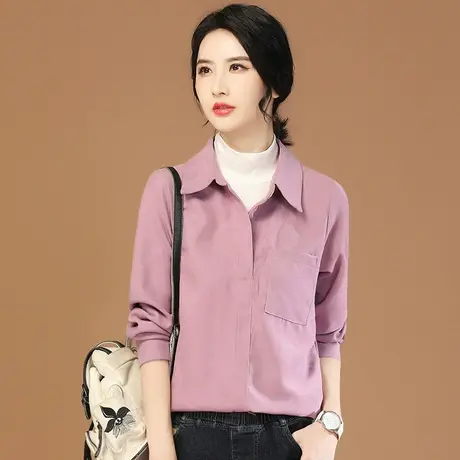 韩潮袭人假两件长袖女士衬衫设计感2024早春新款休闲百搭显瘦衬衣图片