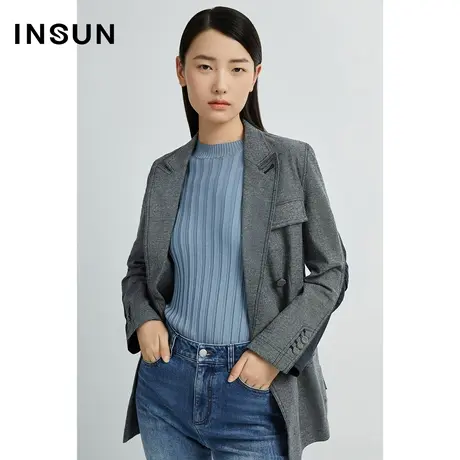 INSUN恩裳秋季棉质撞色西装外套商品大图