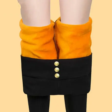 加绒加厚铅笔裤外穿女士高腰小脚裤紧身大码长裤秋冬打底裤商品大图