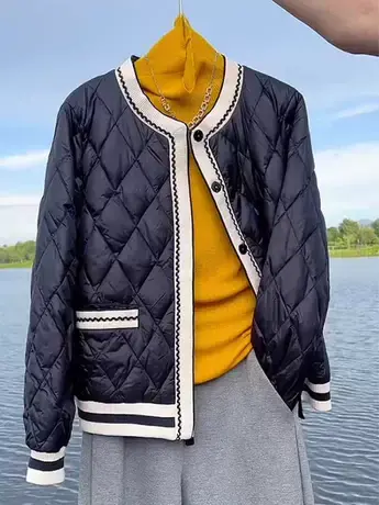 小香风轻薄羽绒服女短款2023新款冬季爆款小众设计感棒球服外套潮图片