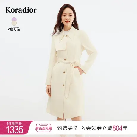 珂莱蒂尔2024年春季新款纯色西装领单排扣大衣女通勤百搭外套图片