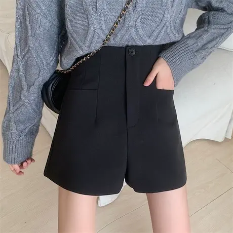 白色下半身失踪打底西装短裤女高腰显瘦a字夏季薄款紧身辣妹热裤图片