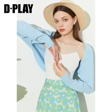 DPLAY夏经典BI入空气蓝短款长袖一体针织开衫外套空调衫图片
