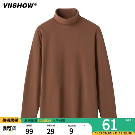 VIISHOW德绒卫衣男2023新款秋冬季半高领上衣内搭保暖打底衫毛衣商品大图