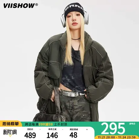 VIISHOW工装夹克棉服男生新款冬季外套中性风加厚保暖棉衣飞行服商品大图