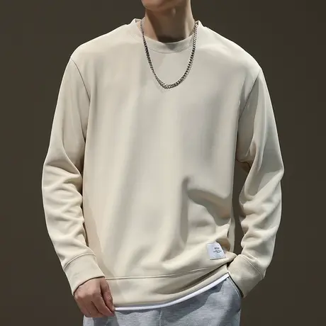 男生早春假两件纯色打底衫春秋款痞帅套头圆领卫衣春季长袖上衣服商品大图