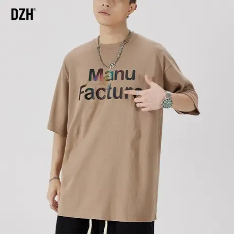 男士温变字母印花短袖t恤男夏季潮流简约百搭纯棉体恤设计感半袖商品大图