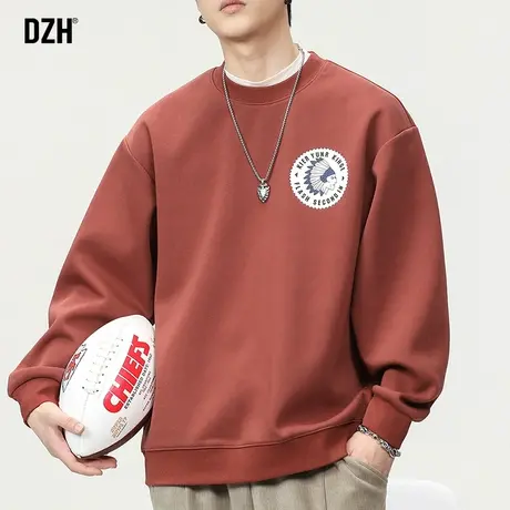 男士美式运动卫衣男重磅圆领春秋款2023新款印花上衣套头外套秋装商品大图