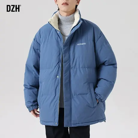 男士蓝色棉衣男冬季加厚立领外套潮高级感2023年新款休闲棉服男款商品大图