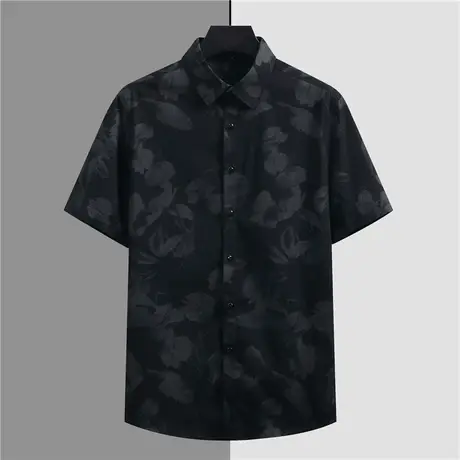 2022夏季新款男士短袖衬衫男ins潮流高级感衬衣休闲百搭修身上衣商品大图