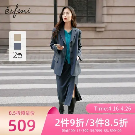 伊芙丽西装女时尚外套春秋新款设计感小众灰色休闲西服1D1910061⏫图片