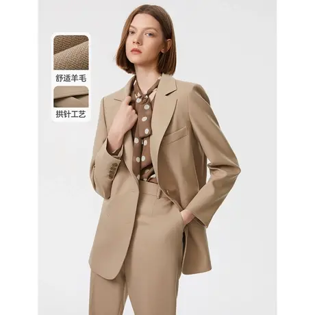 朗姿法式羊毛休闲职业高级感气质西服套装女2023春季奥莱西装外套图片