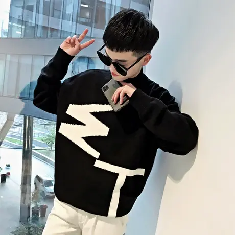 秋季男士卫衣外套上衣宽松学生潮牌时尚套头长袖潮流休闲圆领体恤商品大图