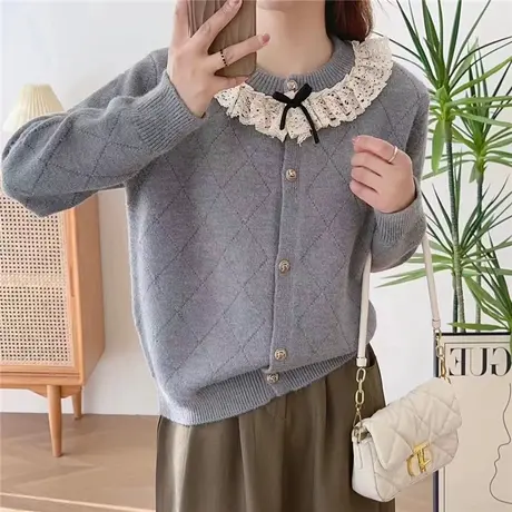 春季女装针织衫女毛衣开衫2024新款爆款洋气减龄外套小个子女上衣商品大图