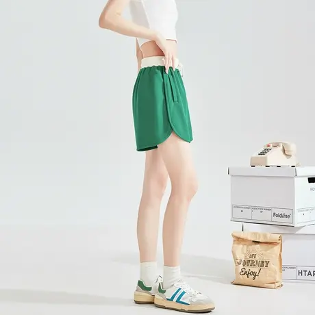 唐狮休闲裤女宽松透气潮流夏季撞色短裤肌理感时尚运动风卫裤图片