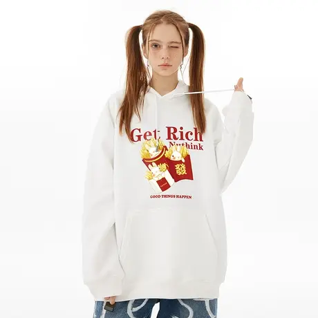 Nuthink欧美潮流卡通连帽卫衣男潮ins国潮中性风宽松加肥加大外套商品大图