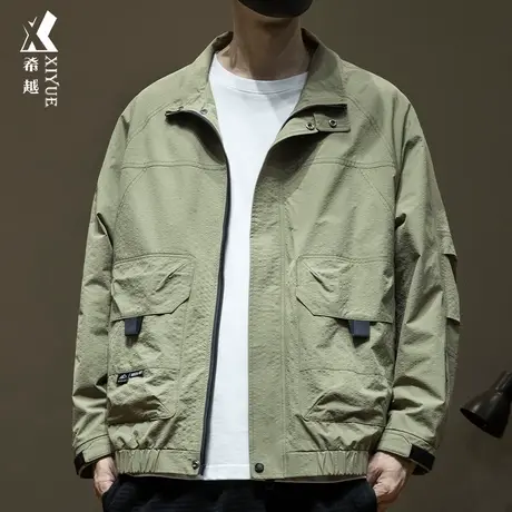 希越泡泡龙短款外套男2024春季新款不起球宽松大码男士高级感夹克商品大图