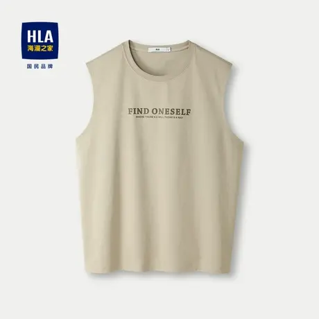 HLA/海澜之家经典圆领休闲背心24春夏新款撞色字母弹力无袖T恤男商品大图