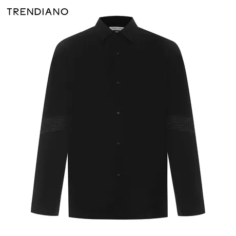 TRENDIANO四面弹衬衫型外套2024年春季新款冲孔设计宽松休闲开衫图片
