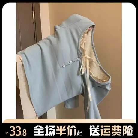 芭蕾风蕾丝拼接假两件打底衫女秋冬高级感修身洋气甜辣长袖上衣春商品大图