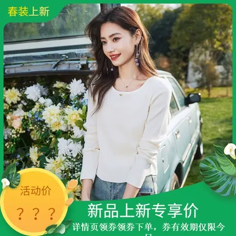 时尚气质百搭休闲长袖针织衫女士2024年春季新款上班族圆领上衣图片
