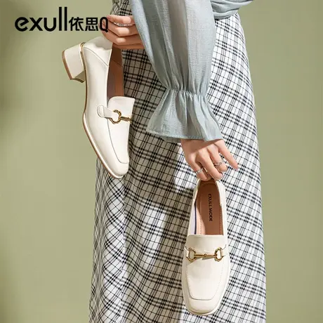 依思q高跟鞋女2024新款通勤单鞋女方头小皮鞋玛丽珍鞋子女春秋季图片