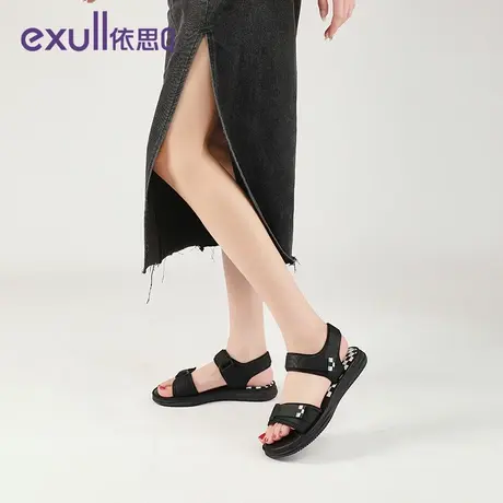 依思q运动凉鞋女软底轻便休闲鞋子女秋款海边度假厚底沙滩鞋图片