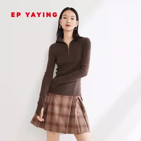 [牦牛绒]EP雅莹女装 polo领修身打底针织衫上衣 2023秋冬新9908A商品大图