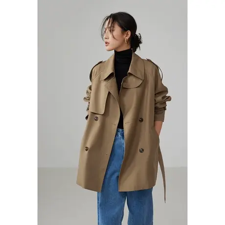 嘉茱莉2023新款高级感风衣女英伦小个子chic中长款外套休闲春秋商品大图