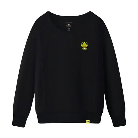 Ohlyah黑色卫衣女装纯棉大码显瘦宽松休闲工作服定制套头圆领长袖商品大图