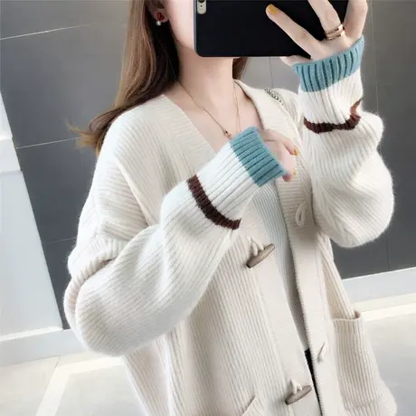 慵懒风毛衣外套2023年秋季新款女士针织衫开衫早春秋网红外搭韩版商品大图