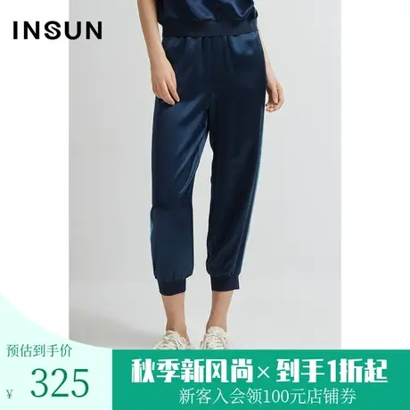 恩裳夏舒适时尚拼接撞色链条花提花运动休闲卫裤图片