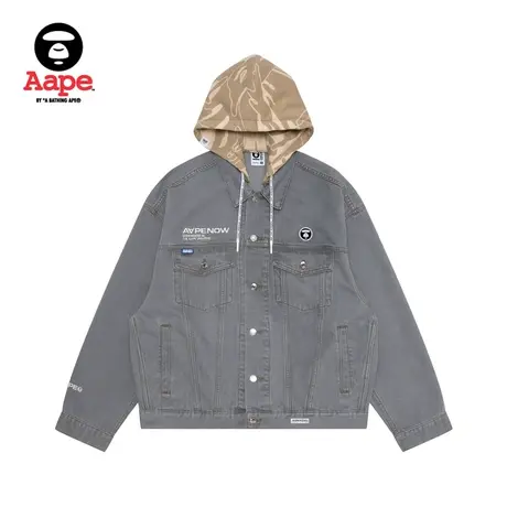 Aape旗舰店男装春夏潮流刺绣迷彩连帽山系廓形牛仔外套7579XXK商品大图