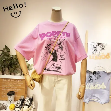 2020夏季新款短袖韩国东大门ins潮卡通减龄休闲T恤宽松显瘦大码女商品大图