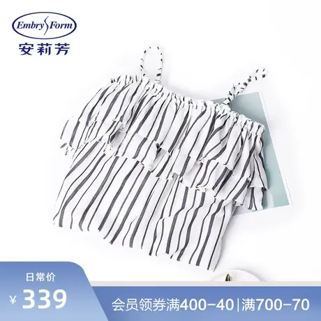 安莉芳棉质一字领荷叶边吊带睡裙女中长款家居睡衣EL00218图片