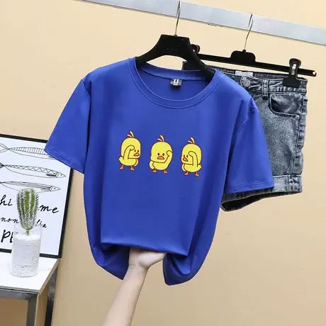 2023春装上衣加肥加大码女装200斤胖mm显瘦洋气胖妹妹宽松短袖潮图片