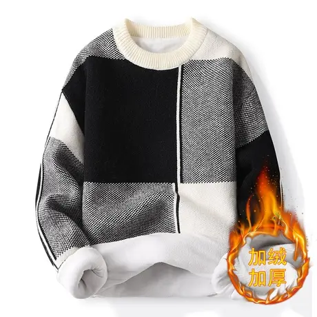 秋冬季新款毛衣男士加绒加厚韩版宽松打底衫毛线衣服潮流内搭男装商品大图