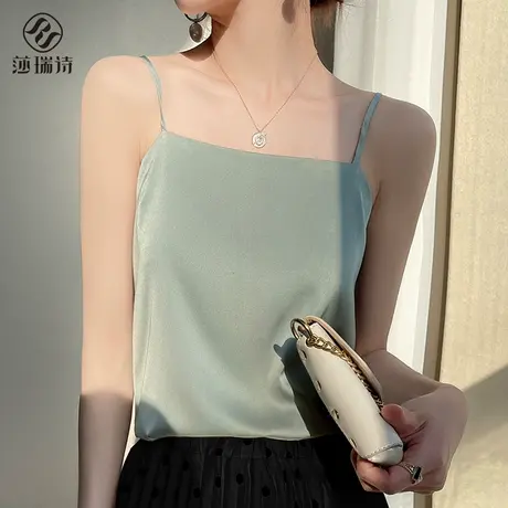 吊带背心女西服西装内搭夏季新款白色外穿打底仿真丝醋酸缎面上衣商品大图