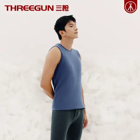 THREEGUN/三枪男士加绒加厚单件背心无袖T恤男汗衫冬季防寒精梳棉商品大图