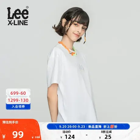 LeeXLINE舒适男友版型圆领多色logo印花女款短袖T恤LWT0001704LE图片