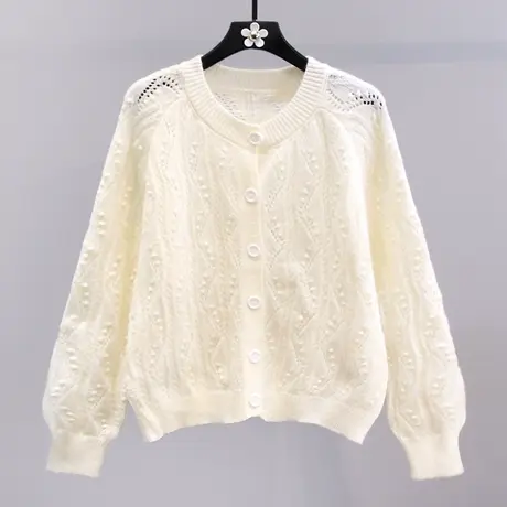 小香风镂空毛衣外套女秋冬2023新款韩版外搭薄款洋气长袖针织开衫图片