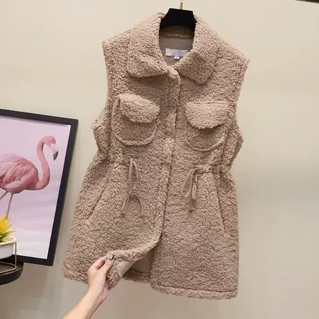 羊羔毛马甲外套女2023秋季新款韩版宽松显瘦收腰保暖颗粒绒马夹潮图片