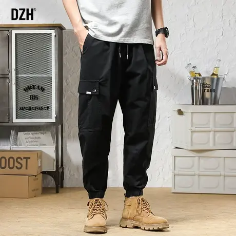 男士黑色机能工装裤男秋秋季束脚裤子宽松休闲裤潮流百搭九分裤子商品大图