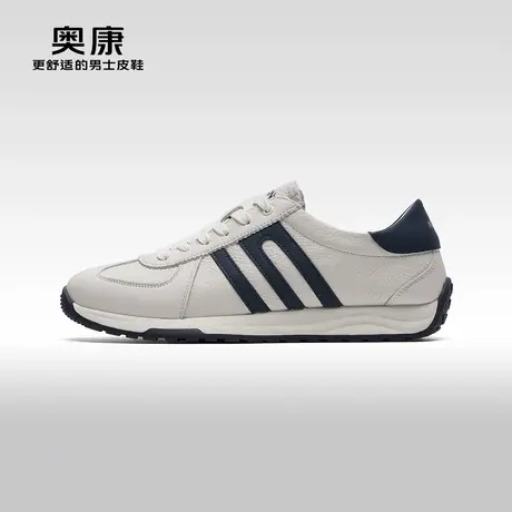 【门店发货】Aokang奥康秋季新款时尚德训鞋男真皮耐磨单鞋商品大图