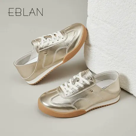 EBLAN/伊伴德训鞋女2025春季新款百搭真皮休闲鞋厚底增高运动鞋商品大图